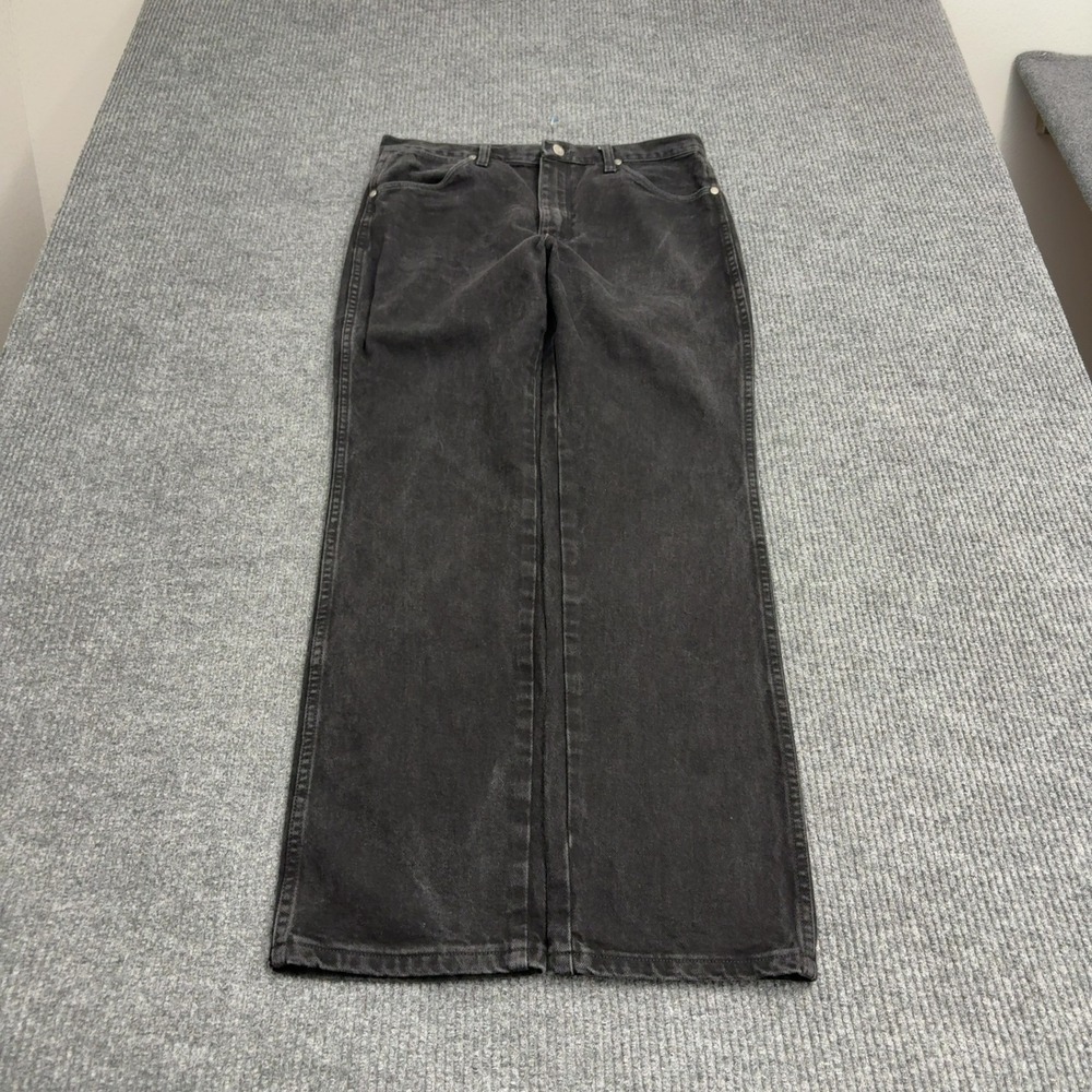 Wrangler Jeans Mens 33x32 Black Cotton Cowboy Cut Regular Fit Straight Western